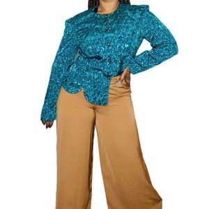 Leslie Faye Teal Swirl Blouse